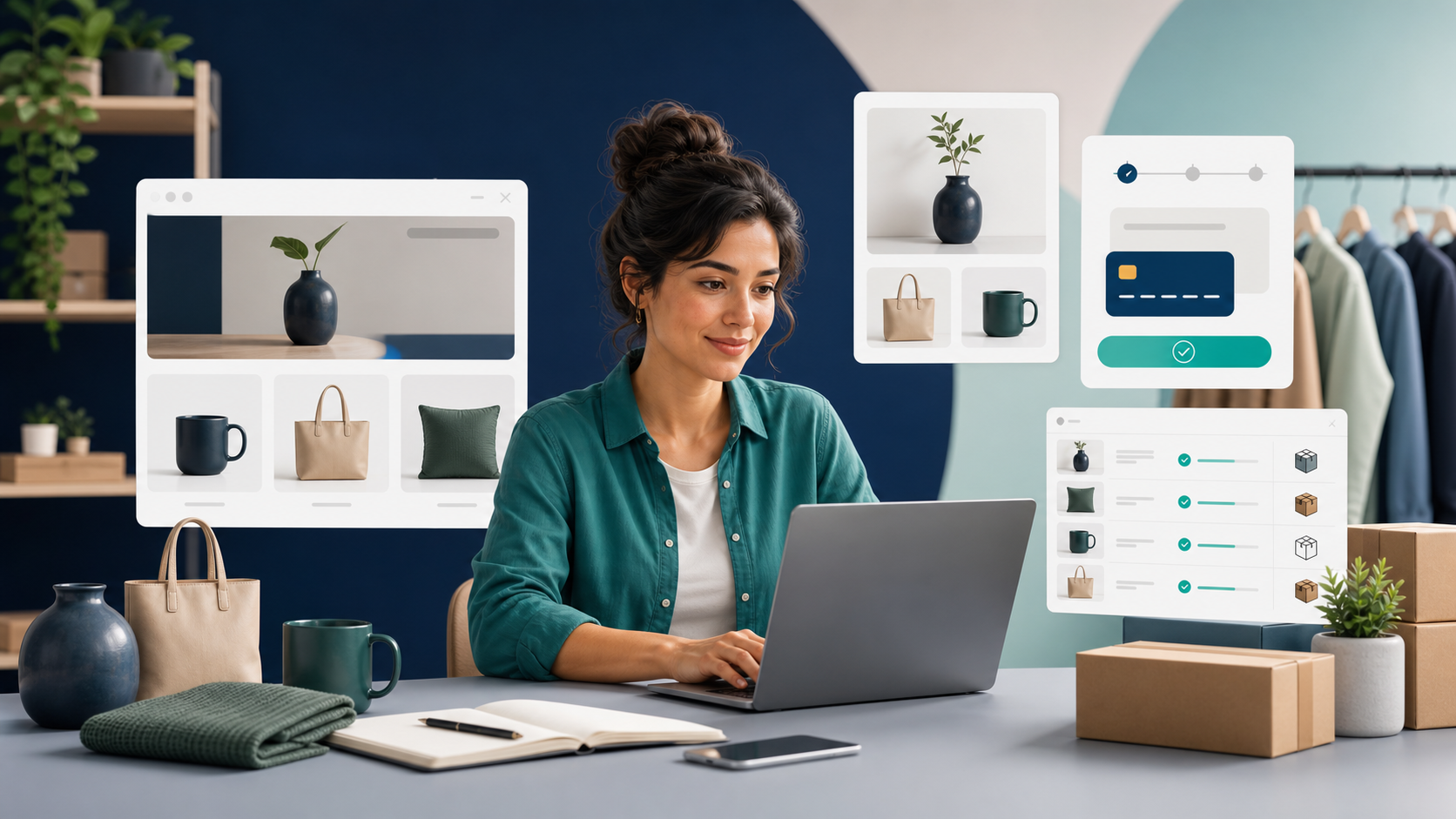 Loja virtual profissional sendo criada em uma plataforma de ecommerce